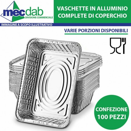 Vaschette per Alimenti in Alluminio con Coperchio 100 Pezzi Varie Porzioni | Mec.Dab SRL | Generica - Senza MarcaHotel, Restaurant & Café |