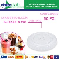 Bicchieri e Coperchi Cupola / Piatti Con Foro Pet in Polietilene Trasparente Conf 50|3,60 €