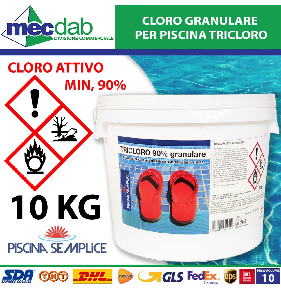 Cloro Granulare Attivo Min 90% Per Piscina Tricloro 10 Kg Piscina Semplice|89,00 €
