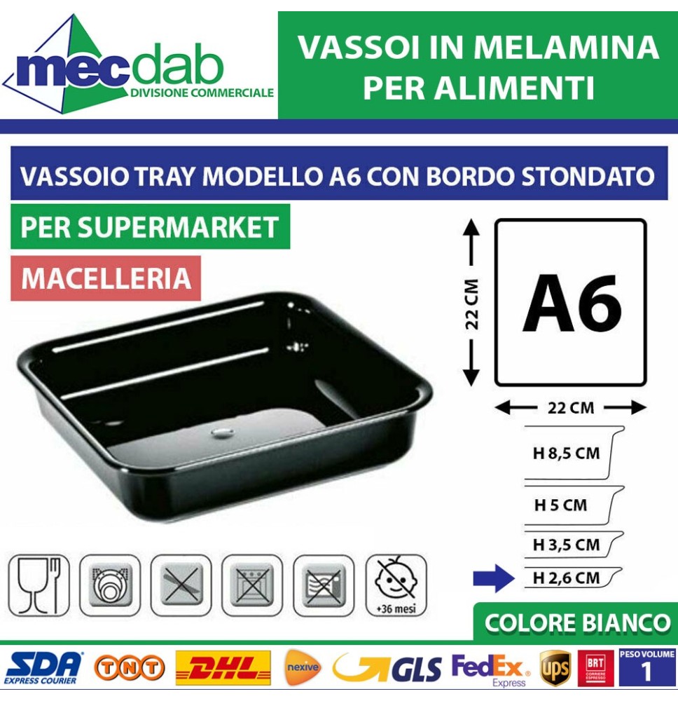 Vassoio A6 Per Salumeria in Melamina Vassoi Per Vetrina Alimenti 22 x 22 Cm|Generica - Senza Marca