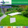 Tavolo Giardino Richiudibile In Acciaio Colore Bianco 161 x 22 x H 73,5 Cm|Generica - Senza Marca