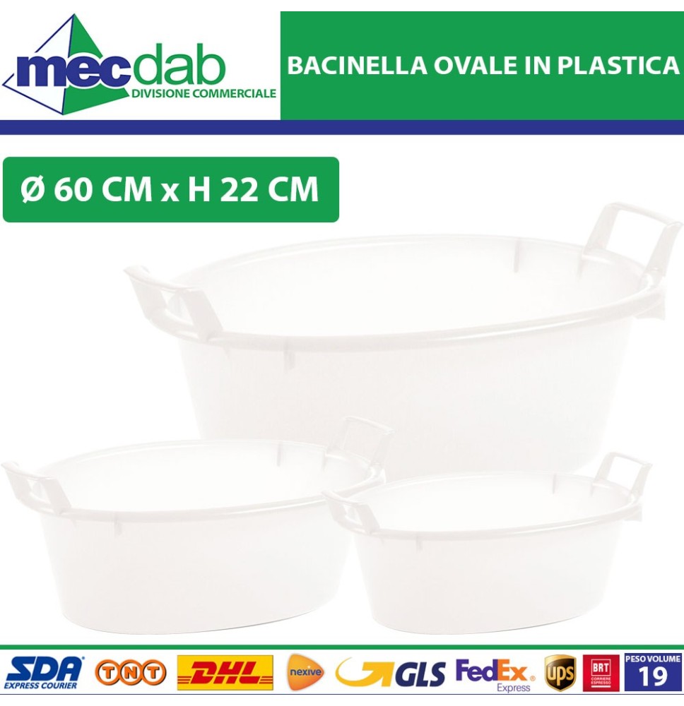 Bacinella Ovale In Plastica Tradizionale Neutra Varie Dimensioni|11,00 €