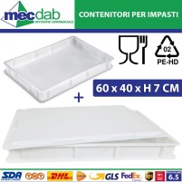 Contenitore Per Impasto Pizza Impilabile In PE-HD Con Coperchio 60 x 40 x H 7 Cm