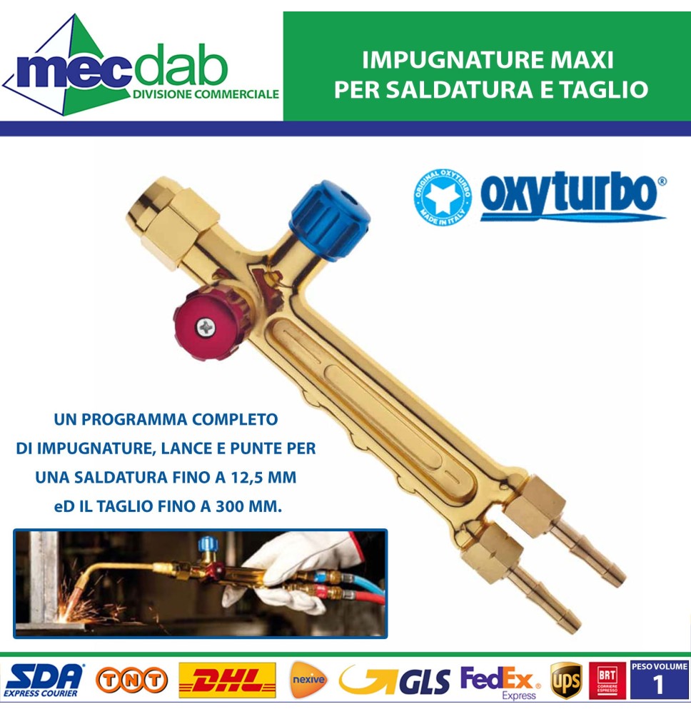 Impugnature Maxi per Saldatura 12,5 mm e Taglio 300 mm Ottone/Alluminio Oxyturbo|89,00 €