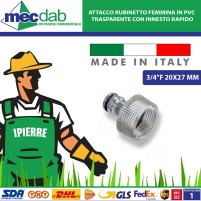 Attacco Rubinetto Femmina In PVC Trasparente Con Innesto Rapido 3/4"F 20x27 mm Ipierre