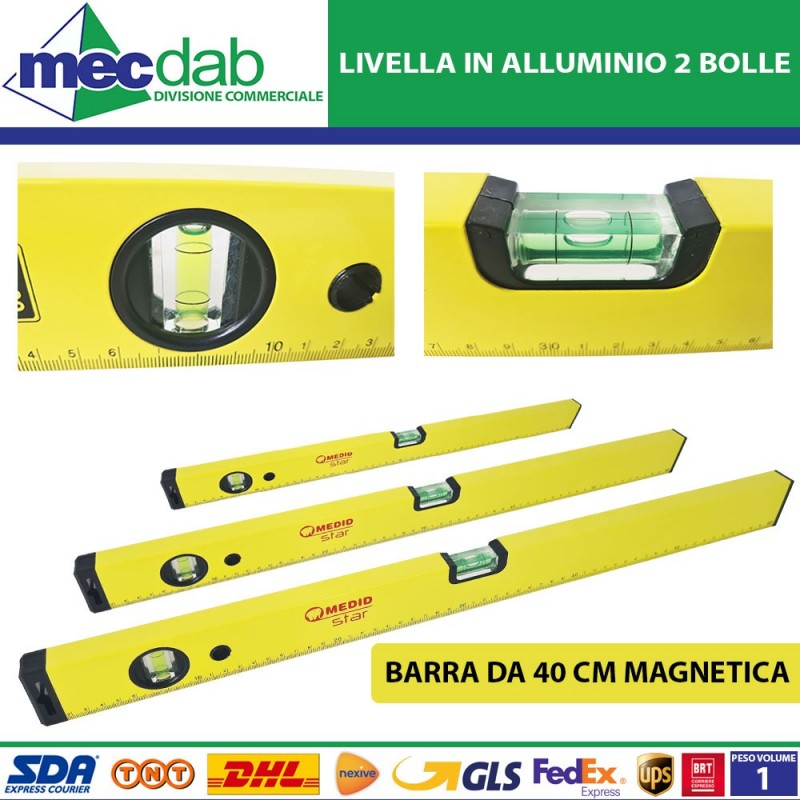 Livella Magnetica In Alluminio 2 Bolle Misurazione 1 mm/m Varie Misure -|Generica - Senza Marca