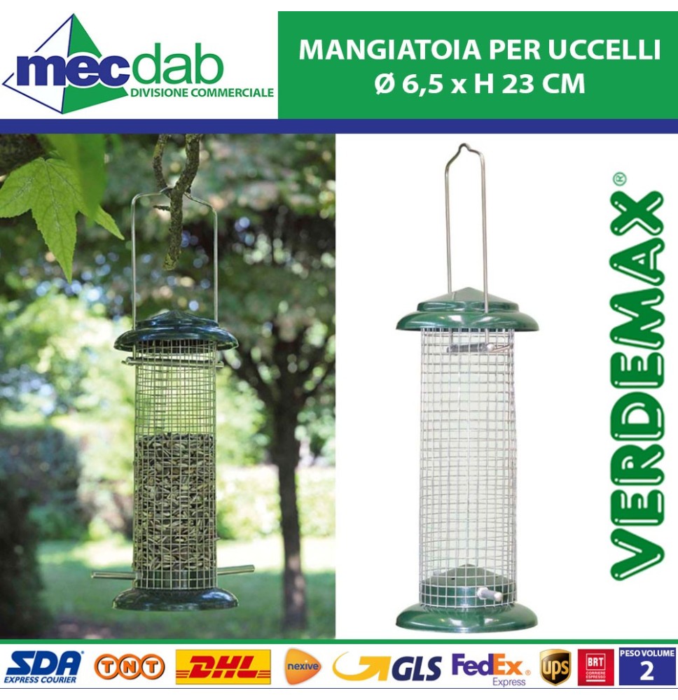 Mangiatoia Per Uccelli Struttura In Metallo Ø 6,5 x H 23 Cm Verdemax|6,60 €