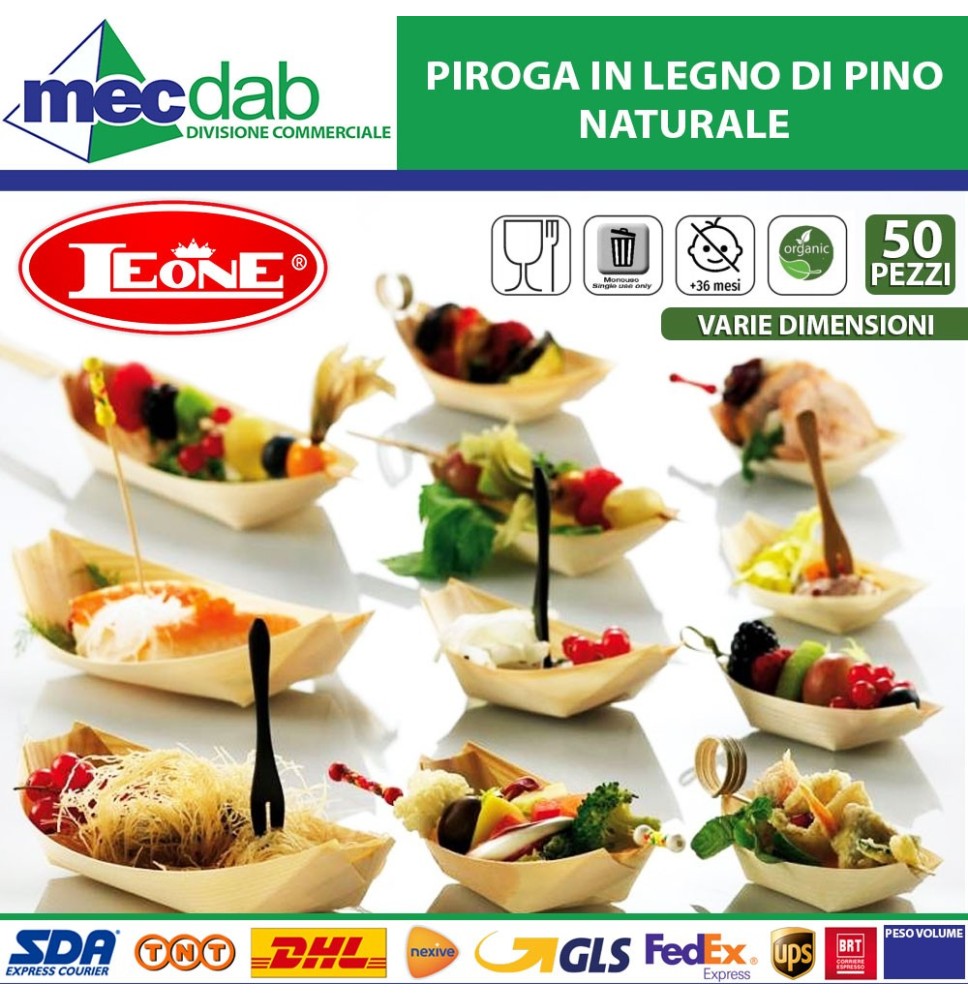 Piroga In Legno Naturale Di Pino Monouso Confezione 50 Pz Varie Dimensioni Leone Decorazioni|4,50 €