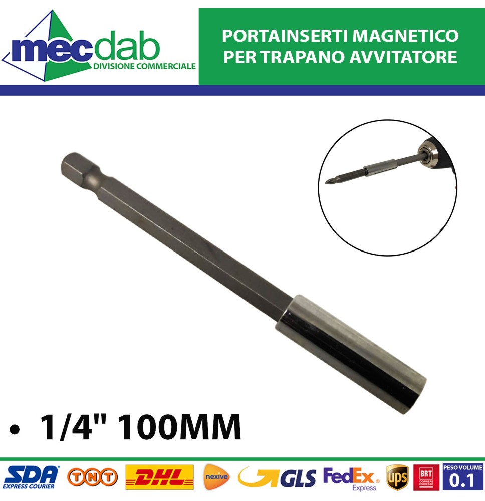 Portainserti Magnetico 1/4" 100mm Per Trapano Avvitatore Ecef|16,50 €