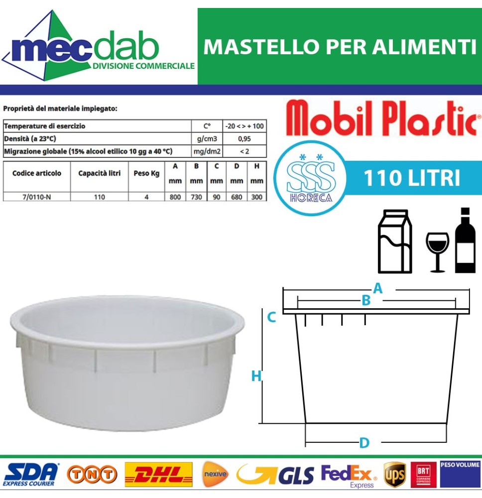 Mastello Per Alimenti In Plastica PEHD Colore Neutro Ideale Per Oliva Vino Latte|69,99 €