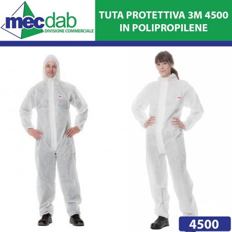 Camice Bianco Protettivo 3M 4500 XXL in Polipropilene Cat. 1 - CE 10 PZ | Mec.Dab SRL | Generica - Senza Marca
