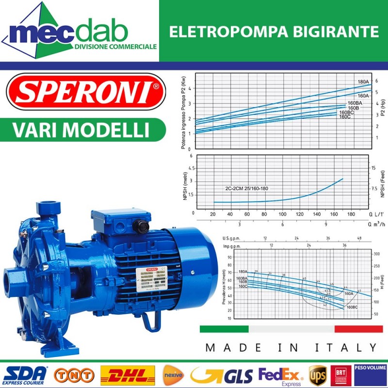 Elettropompa Centrifuga Bigirante Acque Pulite Per Irrigazione e Autoclave Speroni 2CM 25|Speroni