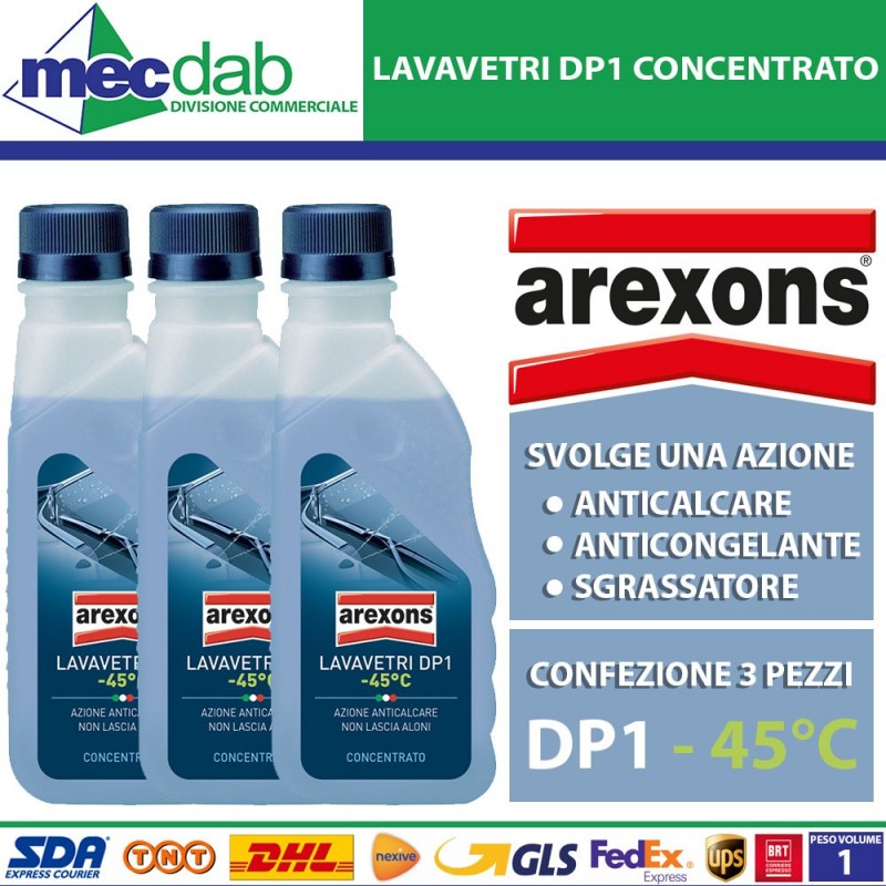 Arexons Lavavetri DP1 Anticongelante Sgrassatore Detergente 3 Bottiglie 250 ML|Arexons