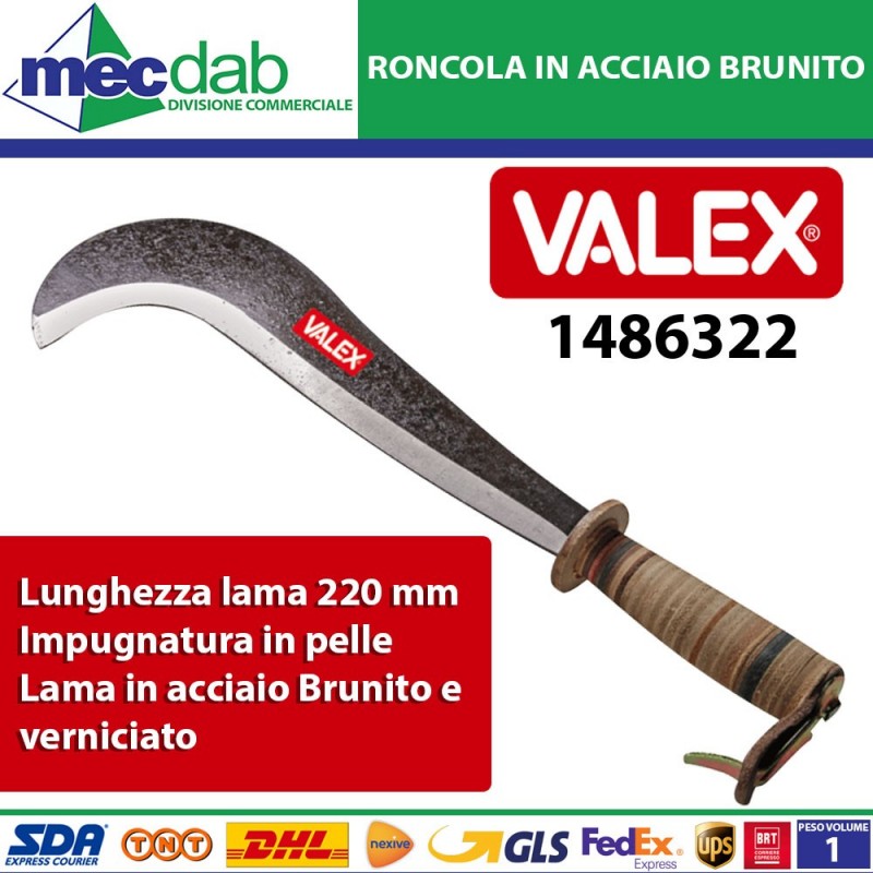Roncola In Acciaio Brunito e Verniciato 220mm Con Manico In Pelle Valex 1486322|Valex