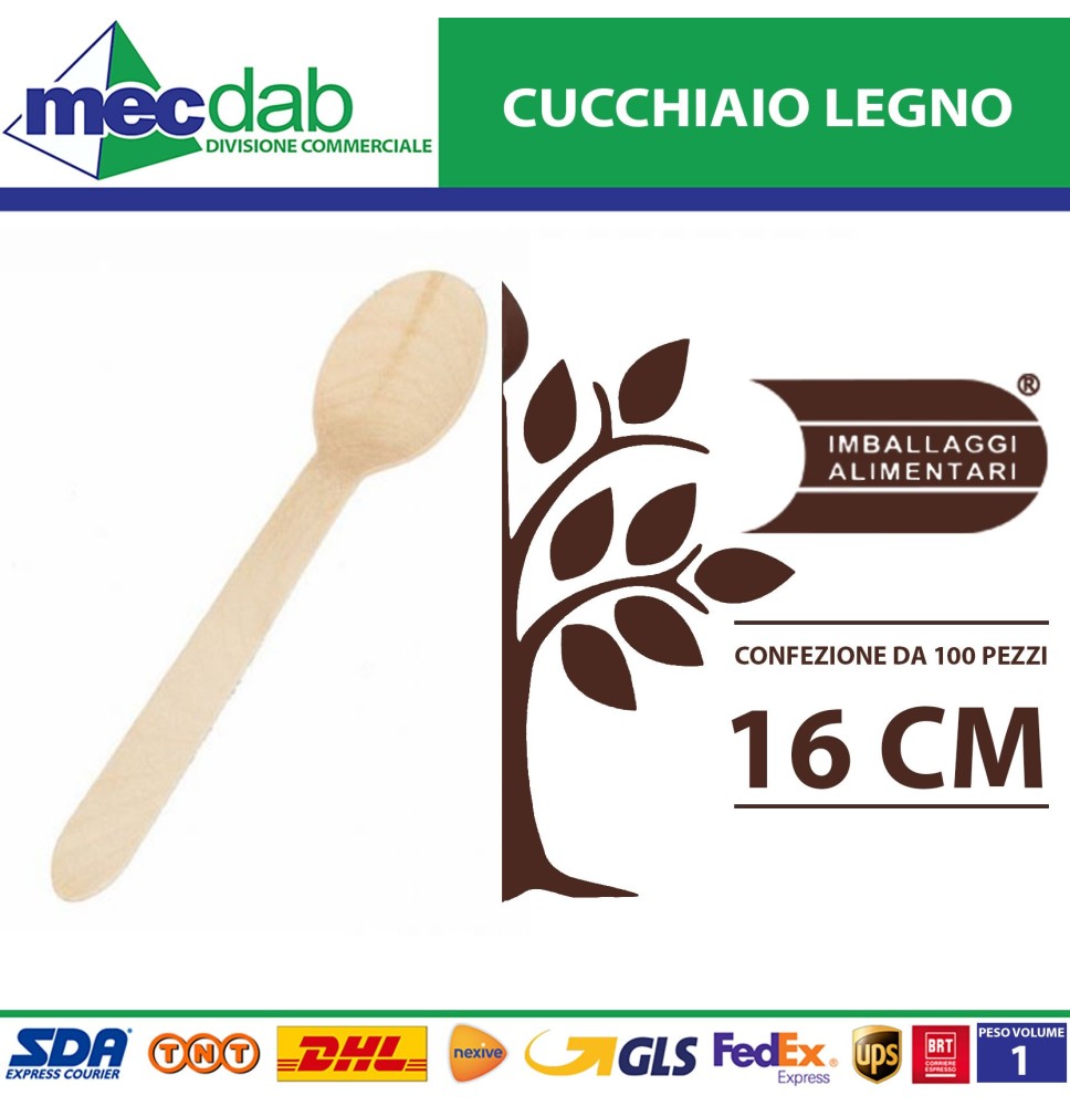 Cucchiaio In Legno Confezione Da 100pz 16Cm GW2405|4,90 €