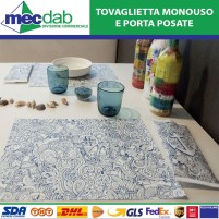 Tovaglie Tovagliette e Porta Posate In Carta Paglia Per Ristoranti Pizzerie Trattorie Mare Blu