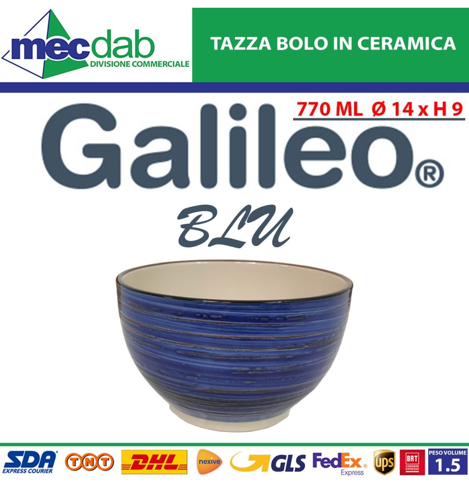 Tazza Bolo Per Latte In Ceramica 770 ml  Ø 14 x h 9 Cm Vari Colori Galileo|4,40 €