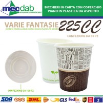 Bicchieri In Carta o Coperchio Piano In Plastica Da Asporto 225cc Conf 50