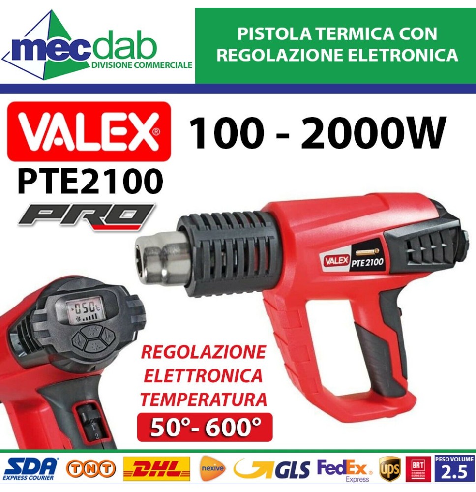 Pistola Termica Aria Calda Regolabile Sverniciatore 50/600° 2000W Valex PTE2100|60,00 €