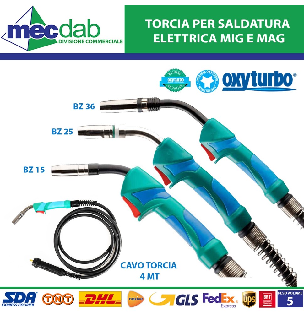 Torcia Per Saldatura a Filo Continuo MIG/MAG Oxyturbo BZ 15|72,50 €