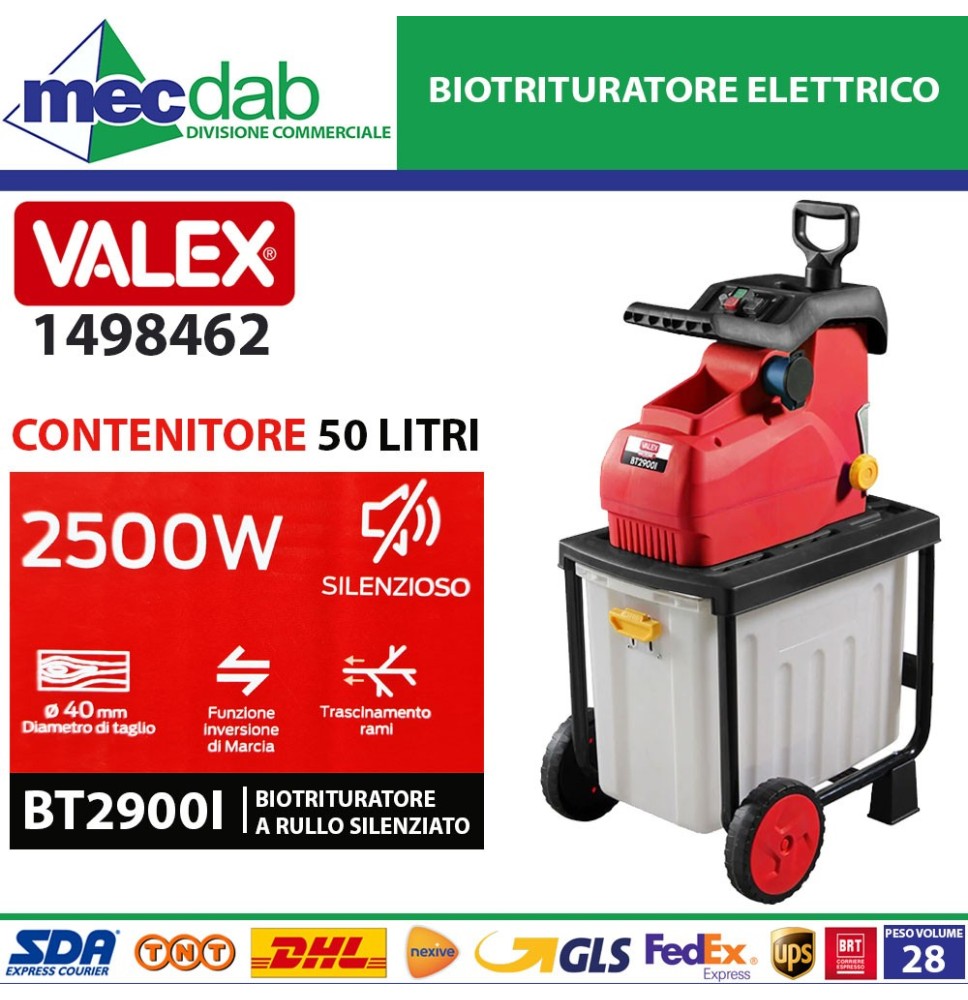 Biotrituratore Elettrico a Rullo Silenziato 2500W 50 Litri Valex BT2900I|390,00 €