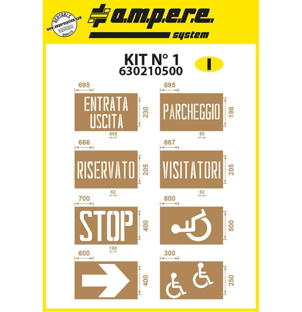 Kit Dime Per Segnaletica Aziendale e Industriale In Cartone Rinforzato Per Macchine Traccialinee A.M.P.E.R.E|155,00 €
