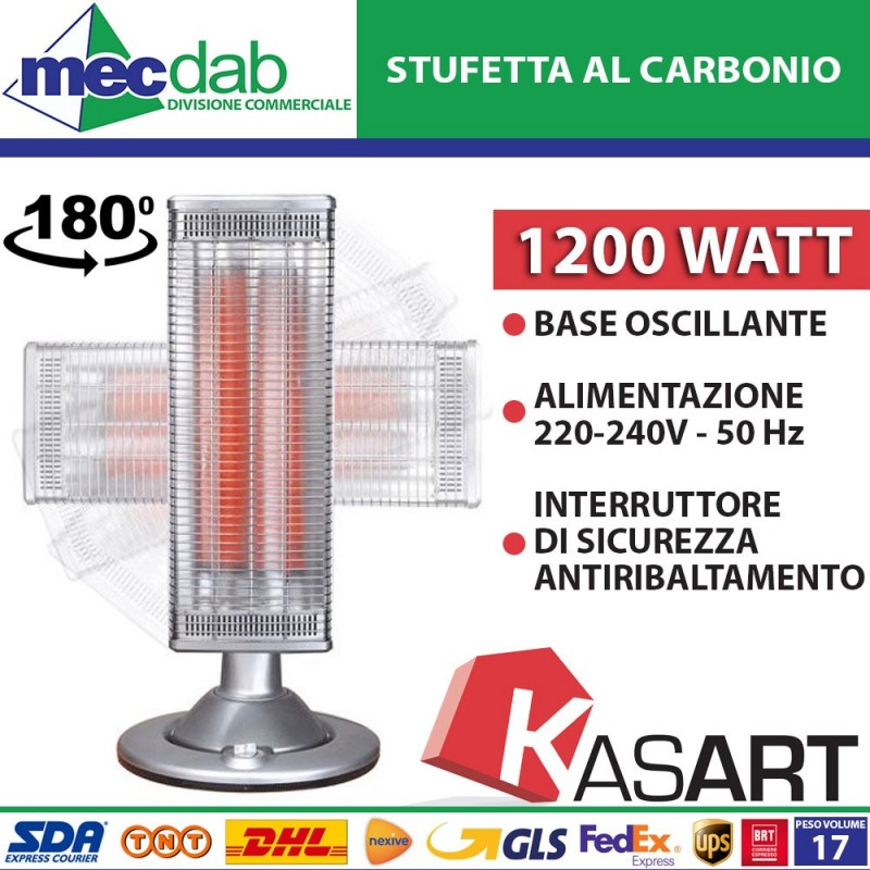 Stufa Al Carbonio Da Pavimento Con Base Oscillante 1200 W Kasart S260|Kasart