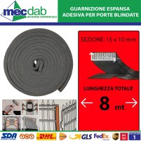 Guarnizione Espansa Adesiva Multiuso Per Porte E Finestre mt 8 x 15 x 10 mm