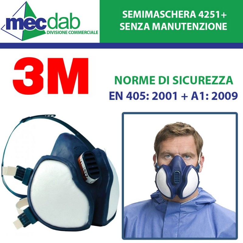 Maschera Protettiva Per Gas Vapori E Polveri 3M FFA1P2 R D | Mec.Dab SRL | 3MAntinfortunistica e Segnaletica |4054596256156