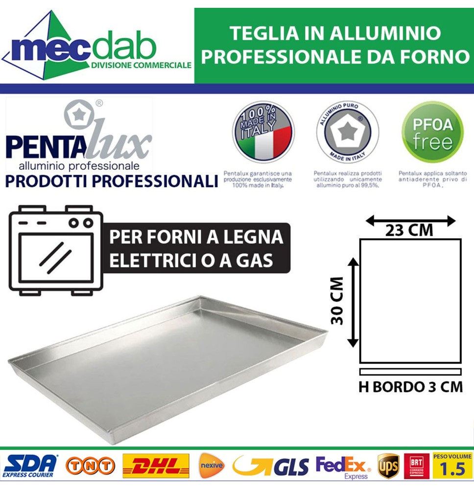 Teglia Rettangolare in Alluminio Per Pizze e Pan Di Spagna Pentalux Professionale|15,99 €