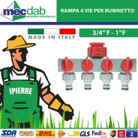 Rubinetto a 4 Vie Con Innesto M - Rampa Con Attacco Filettato 1"F Riduzione 3/4" F