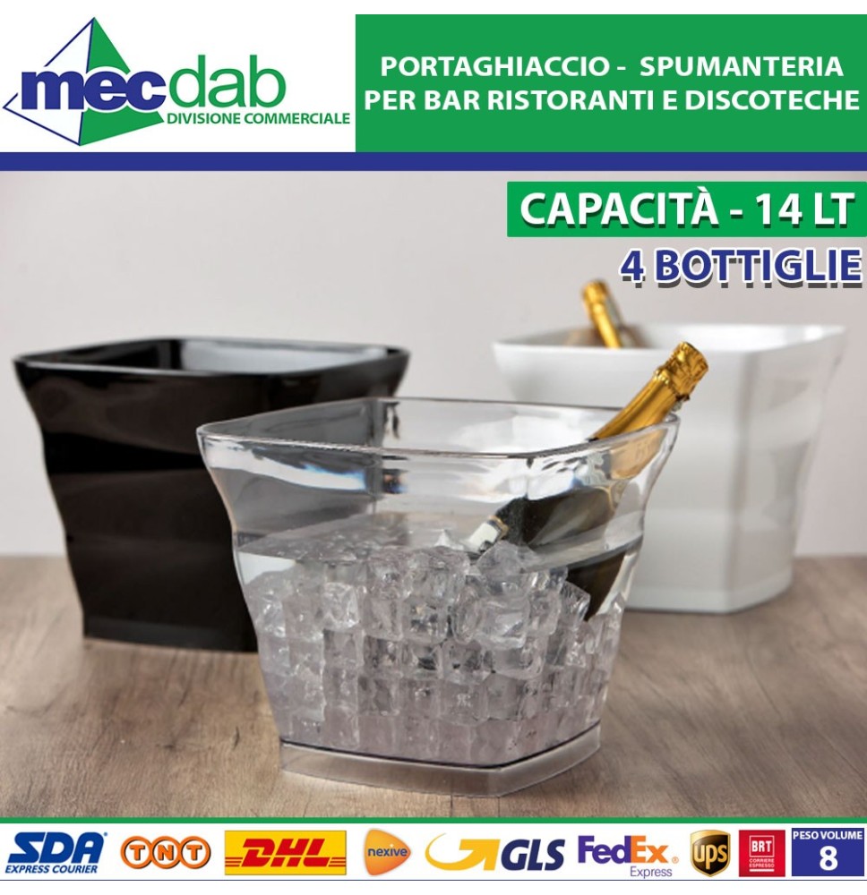 Spumantiera Porta Bottiglie SAN 14 LT Bianco Nero trasparente 33 x 33 x H 26 Cm|32,00 €
