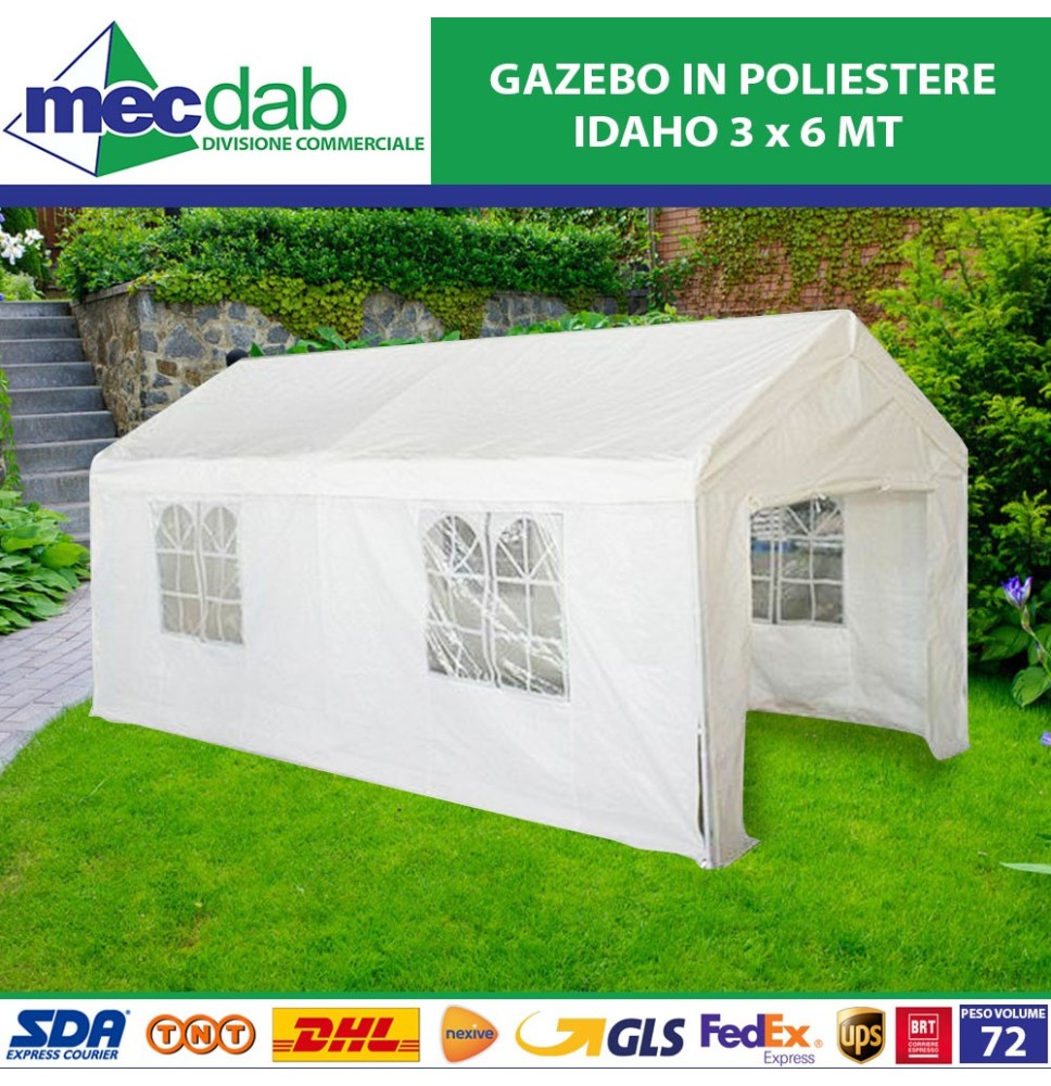 Gazebo Per Parcheggio Auto e Fieristica 3 x 6 MT Impermeabile Con Finestre Laterali IDAHO|485,00 €