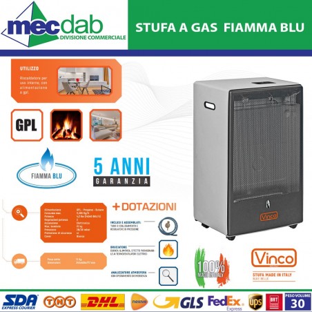 Stufa a Gas GPL Propano Butano 4,2KW 100% made in Italy Blu Blue Belle Vinco | Mec.Dab SRL | VincoClimatizzazione e Fumisteria |8028815714112