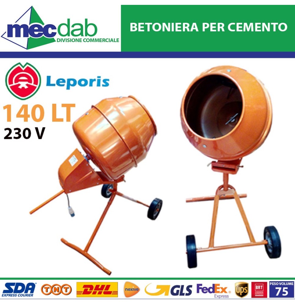 Betoniera Impastatrice Cemento 140L Elettrica 220V / 0.3KW - 2.3Ah Leporis Beton Mix 140|290,00 €