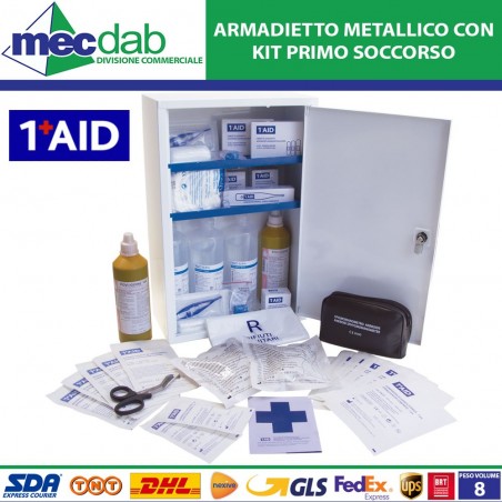 Kit Di Reintegro Cassetta Medica Primo Soccorso In Metallo Verniciato Bianco 300 x 140 x 460mm
