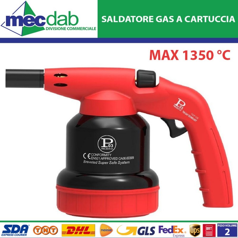 Saldatore a Gas Cartuccia Butano In Metallo Max 1350°C - P03 C200|Generica - Senza Marca