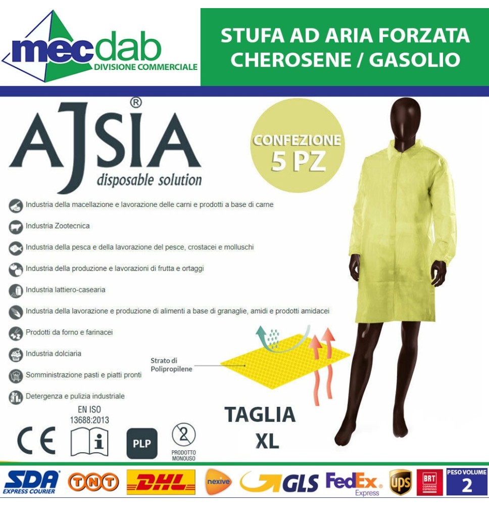 Camice Monouso In PLP 30 Gr. Colletto a Camicia Chiusura in Velkro Ajsia 16793|10,00 €