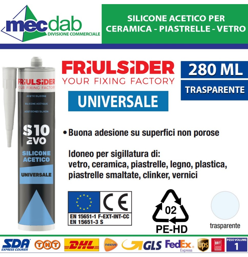 Silicone Acetico Universale Tubetto Da 280ML Friulsider S10 Evo|3,90 €
