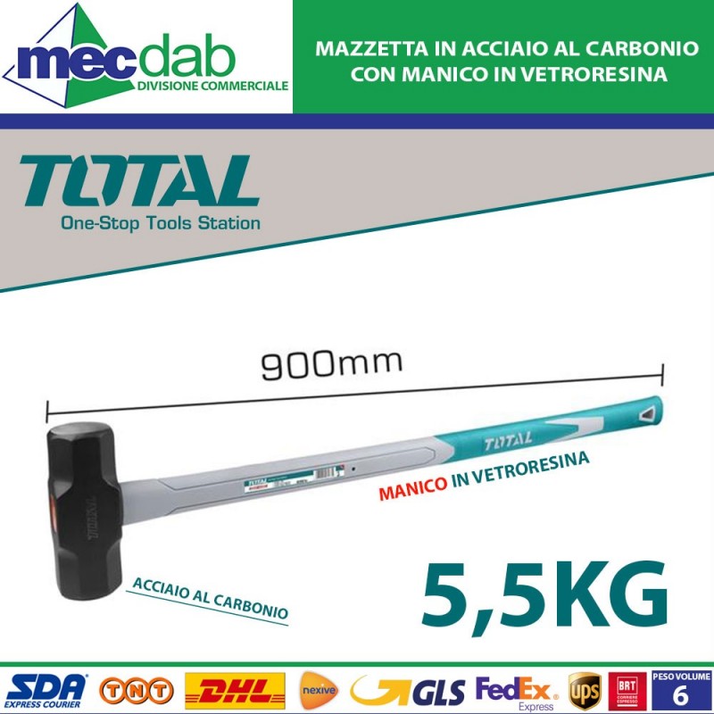 Mazzetta In Acciaio Al Carbonio Con Manico In Vetroresina 5,5 Kg Total|Total