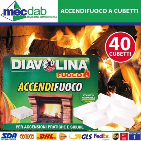 Diavolina Accendifuoco Per Legno e Carbonella 40 Cubetti | Mec.Dab SRL | DiavolinaClimatizzazione e Fumisteria |8002840153009