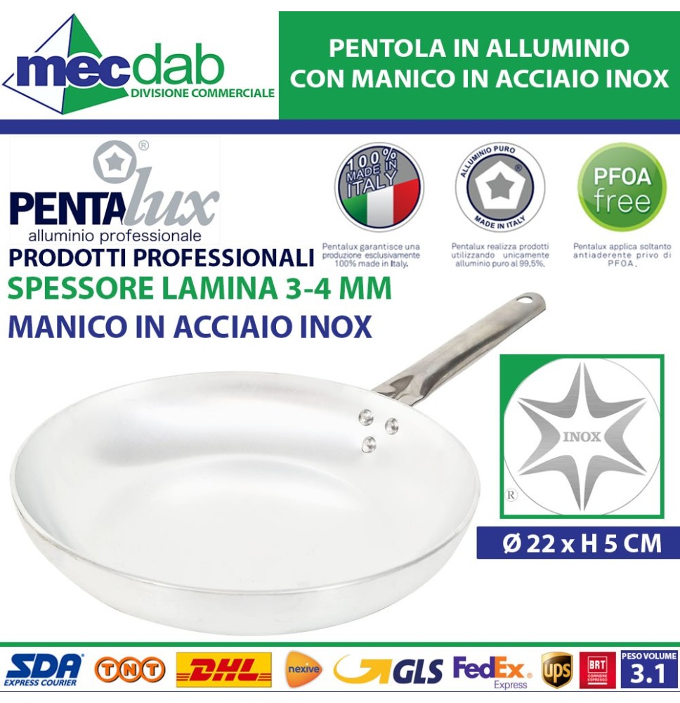 Padella In Alluminio Con Manico In Acciaio Inox Professionale Pentalux|20,00 €