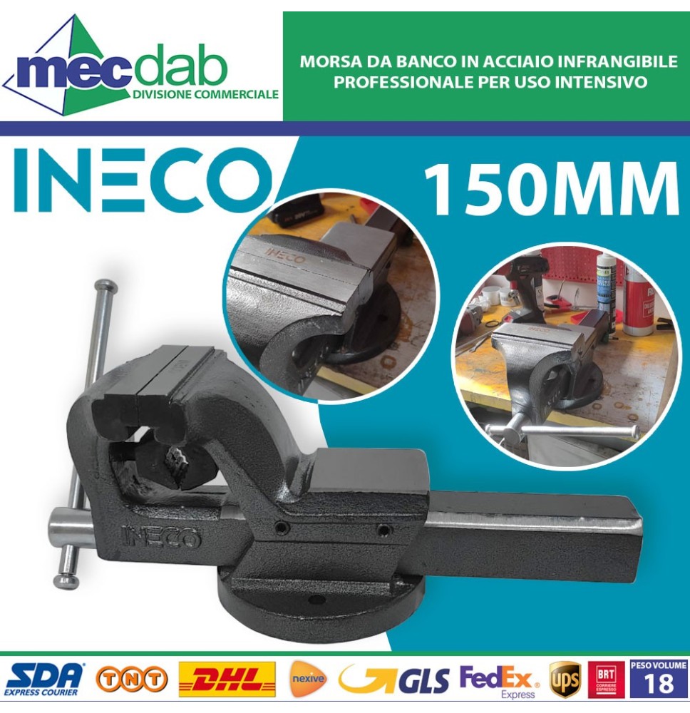 Morsa Da Banco In Acciaio Infrangibile Professionale Per Uso Intensivo 150mm Ineco|160,00 €