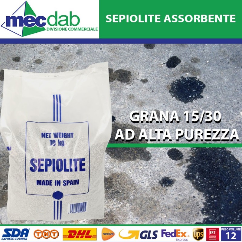 Sepiolite Assorbente Grana 15/30 Alta Purezza Assorbi Liquidi Sacchetto Da 10 KG | Mec.Dab SRL | Generica - Senza MarcaCasa, Arredamento & Bricolage |8412691054125