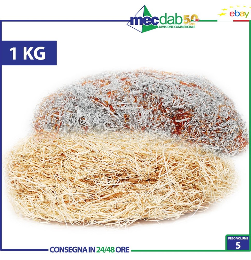 Paglia Per Cesti Natalizi Trucioli Colore Legno o Colorato Confezione Da 1 KG|7,80 €