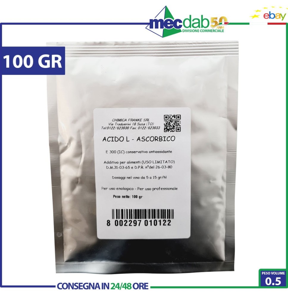 Acido Ascorbico Stabilizzante Conservante Antiossidante Per Vini Tipo L 100Gr|2,50 €