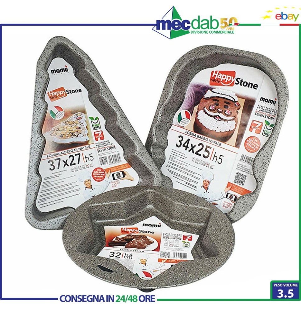 Forme Per Dolci Natalizie In Alluminio Ad Albero, Stella e Babbo Natale|6,00 €