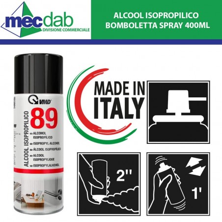 Alcool Isopropilico Bomboletta Spray 400ML VMD89 Per la Pulizia Delle Superfici | Mec.Dab SRL | VMD